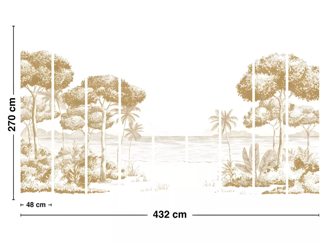 Papier Peint Panoramique L432xH270cm - La Plage Pecan - Papier intissé 150gr/m2