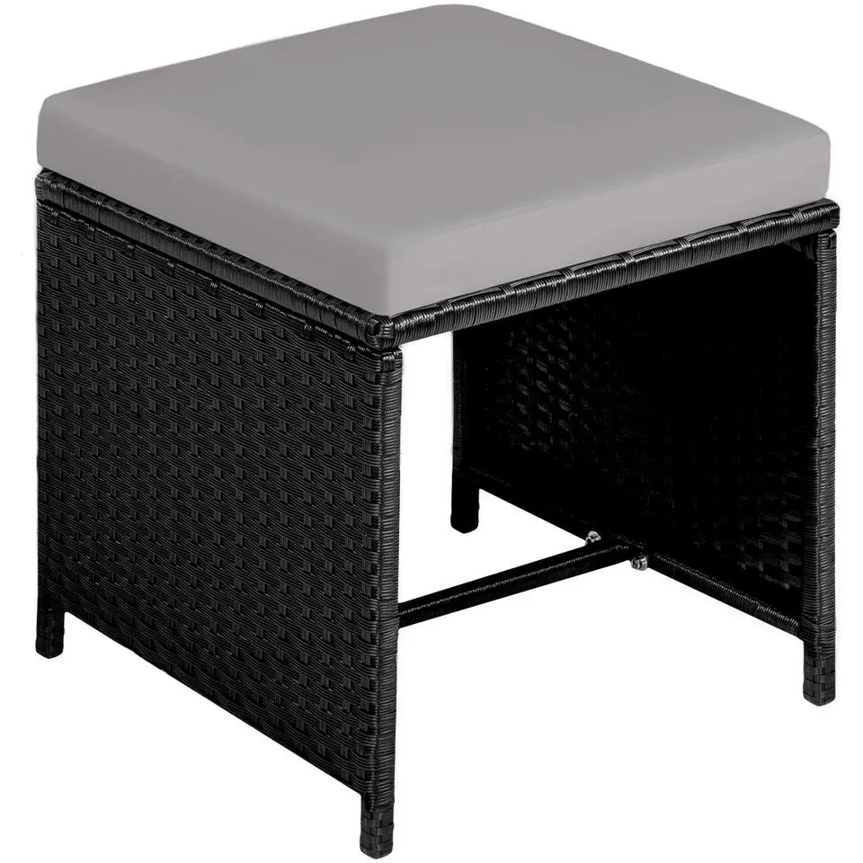 tectake - tuinset Malaga 6 4 1 met regenhoes - wicker - zwart/grijs