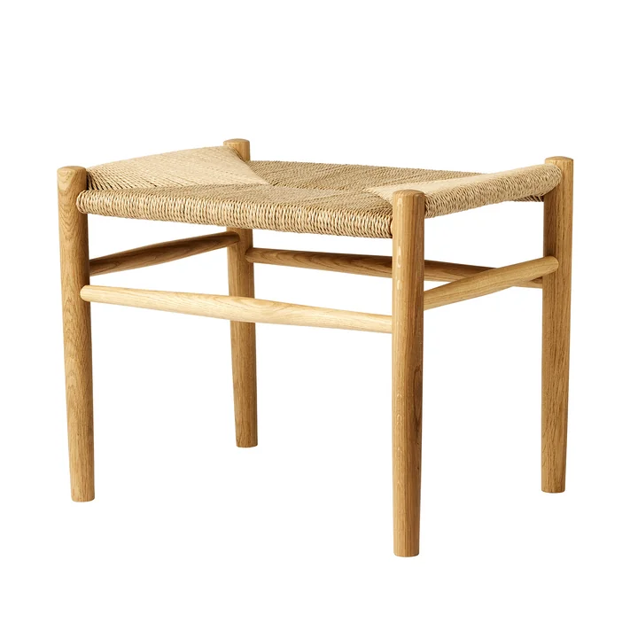 FDB Møbler - J83 Hocker, Eiche matt lackiert / Naturgeflecht
