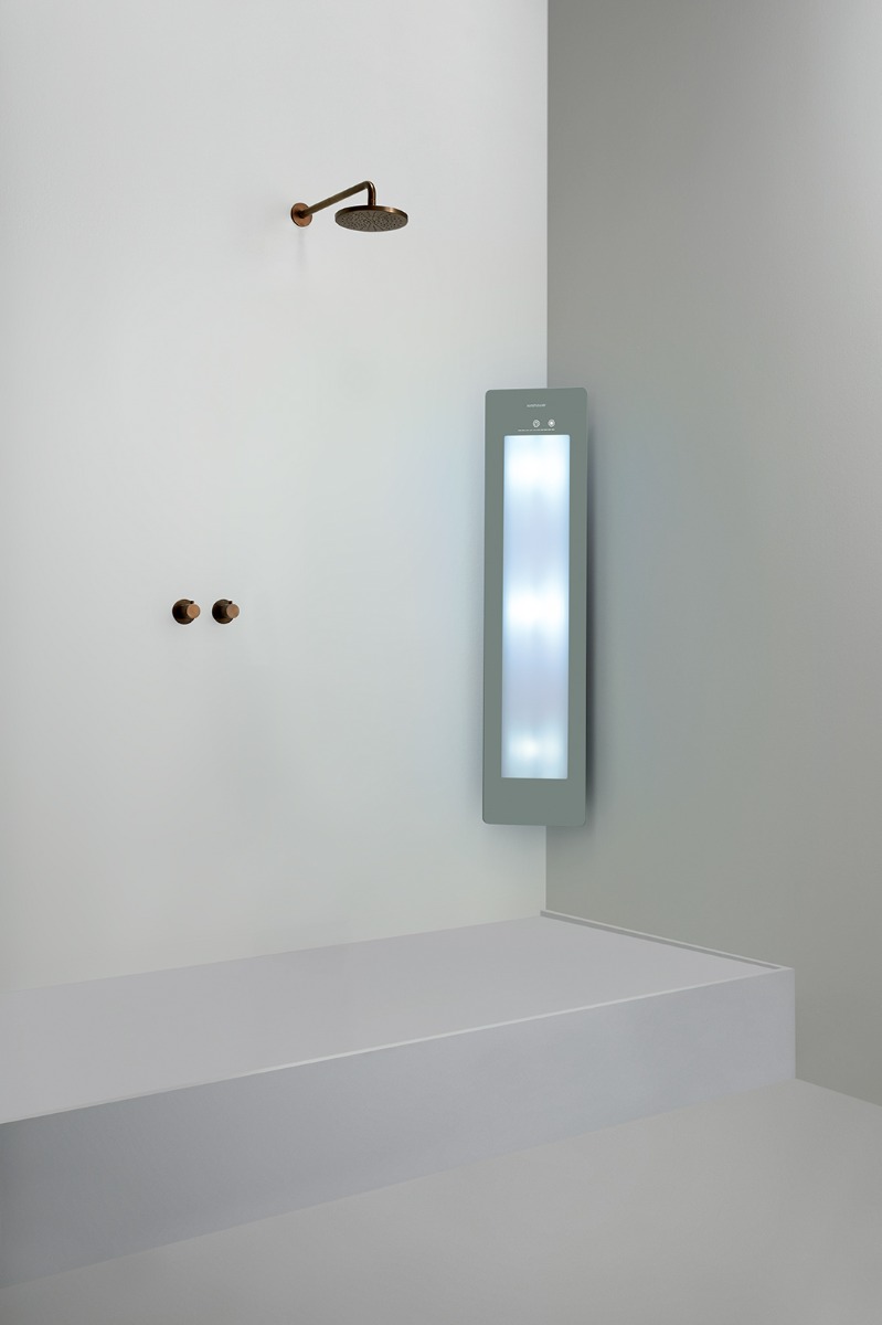 Sunshower Round Plus Medium Organic Grey infraroodlamp en UV 33x140x10cm hoekopbouw