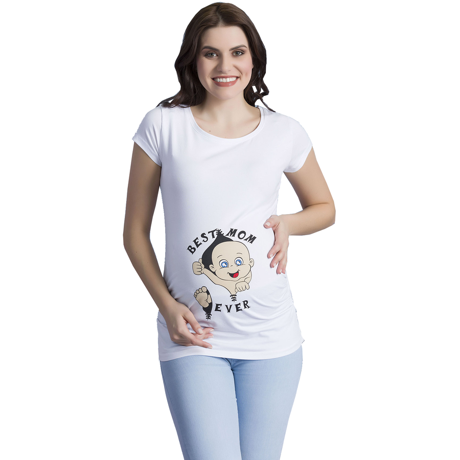 M.M.C. Umstandsshirt Best Mom Ever mit Motiv Weiß
