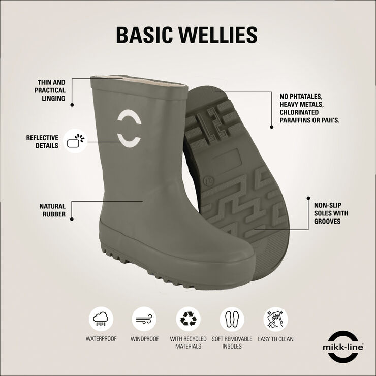 Mikk-Line Wellies - Solid Dusty olive