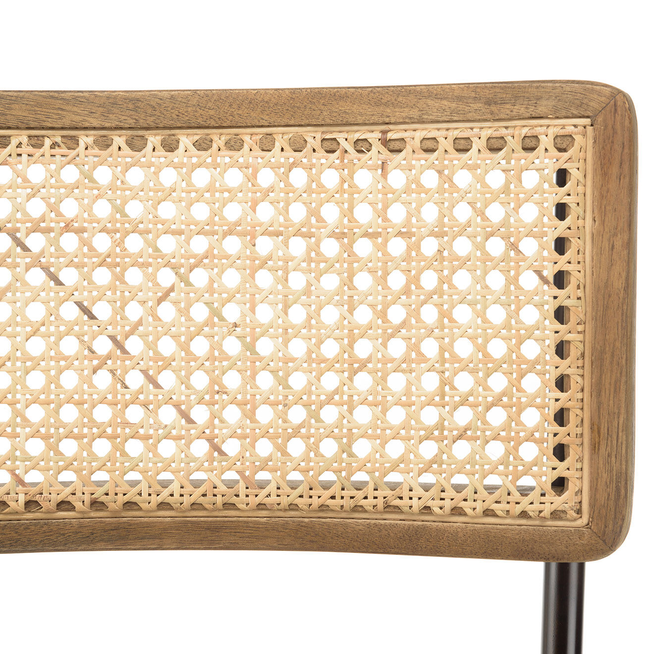 Macabane 2 Tabourets de bar assise matelassée en Cuir rotin/noir - 45x55x104 cm