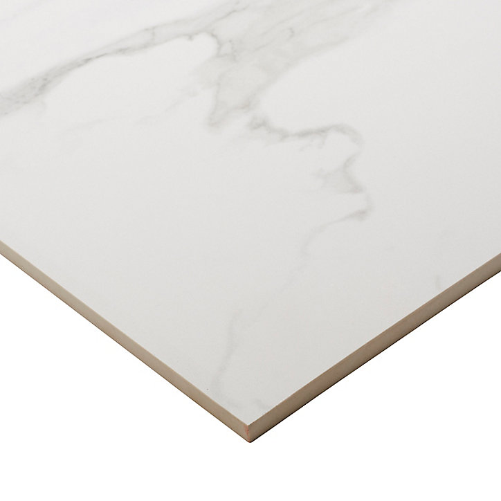 Carrelage sol et mur grès cérame émaillé marbre blanc 60 x 60 cm Ultimate