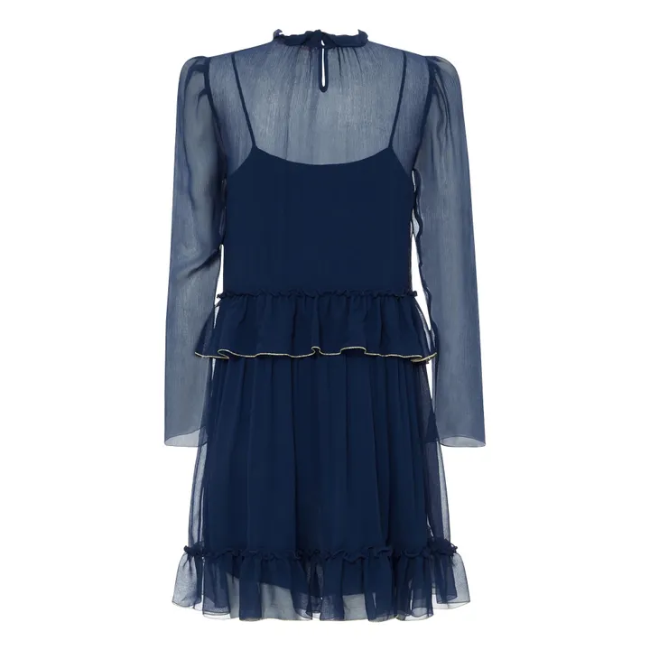 See by Chloé Robe Courte Soie | Bleu marine