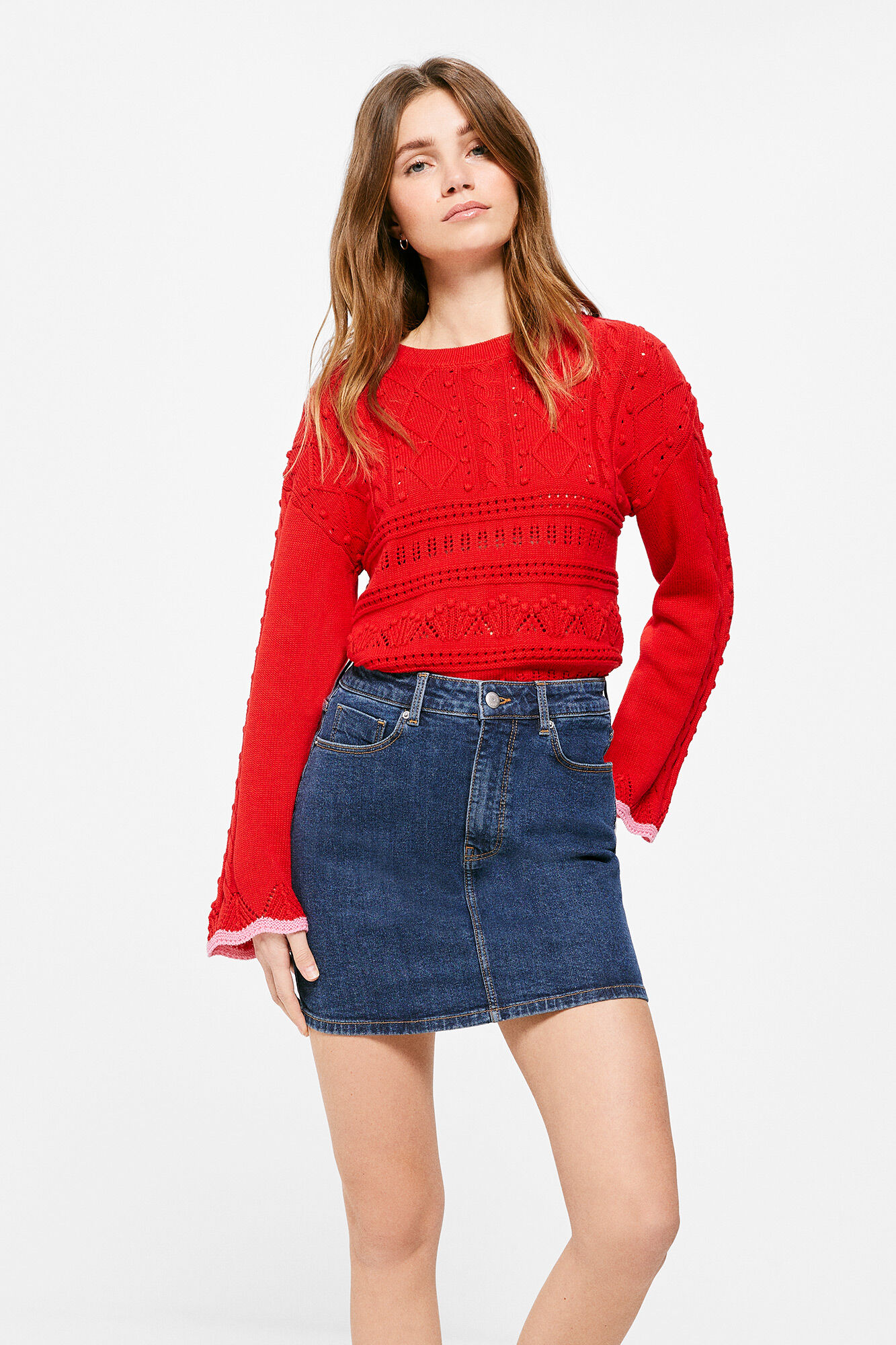 Minissaia jeans - azul médio