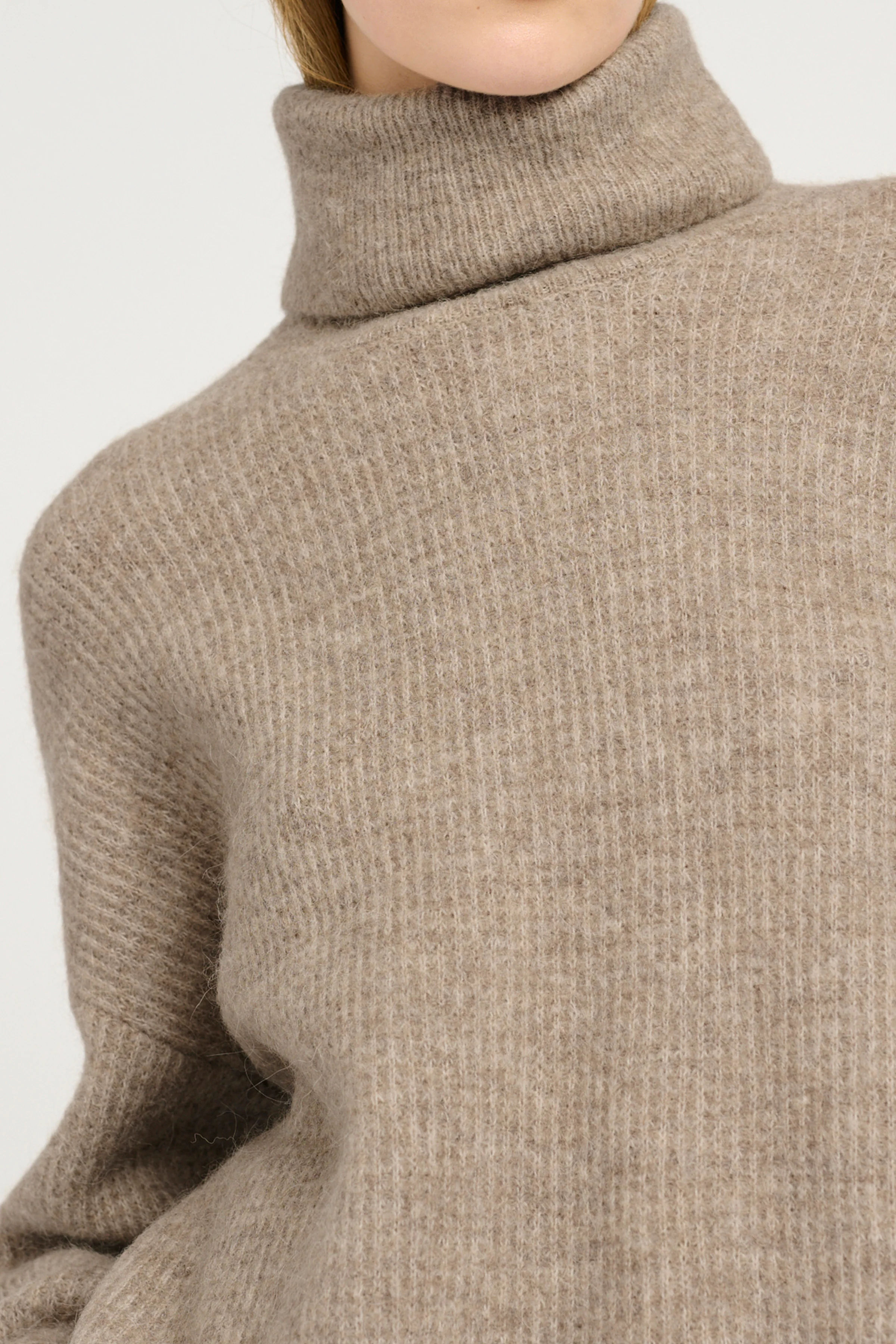 GESTUZ  AlphaGZ turtleneck uldstriktrøje - Charcoal Melange