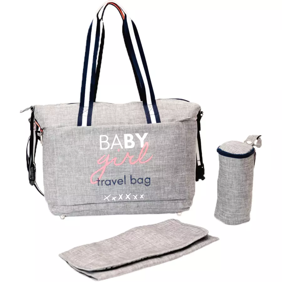 BABY ON BOARD Wickeltasche Simply Duffle Baby Girl grau meliert