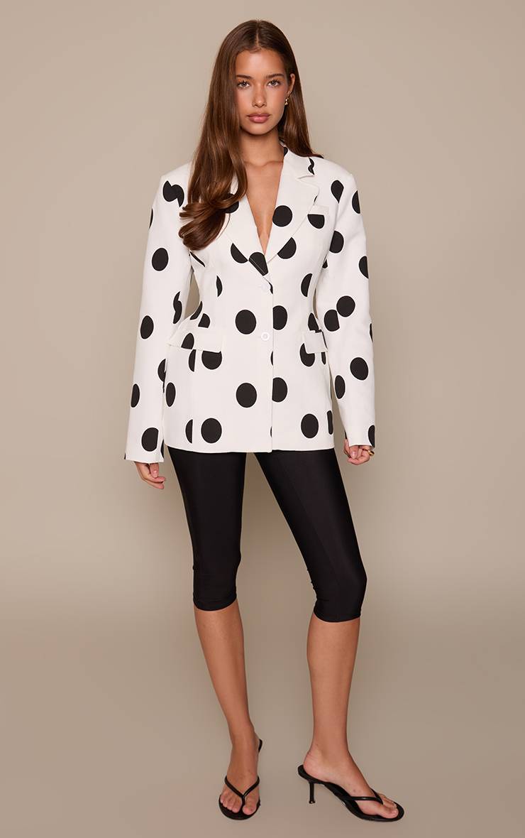 Mono Polka Dot Blazer À Carreaux Taille Cintrée Et Hanches Moulantes