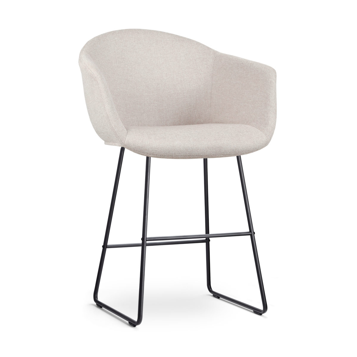 Barkruk Nino-Otis beige - zwart onderstel - 65 cm