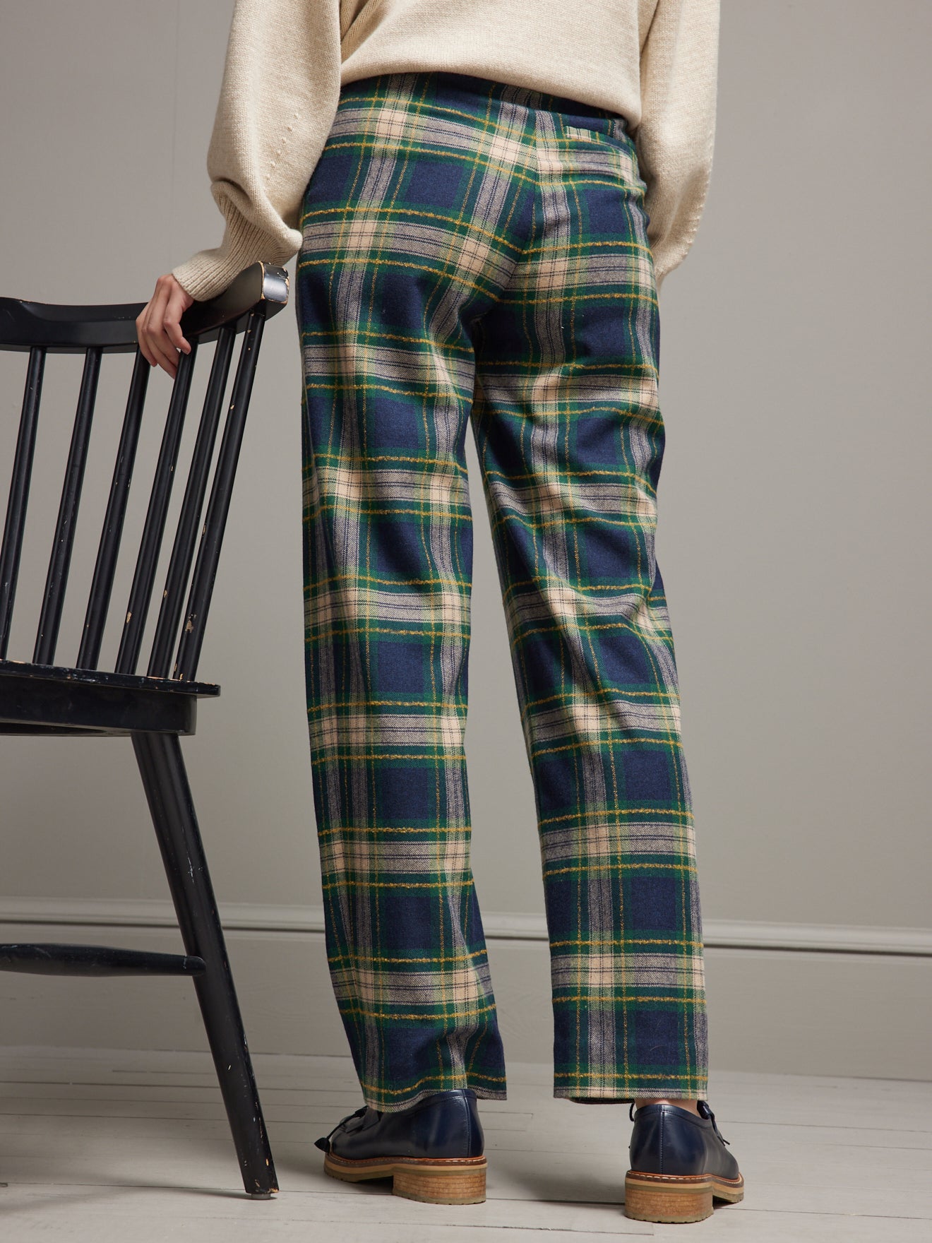 Chino large lainage carreaux femme Maud