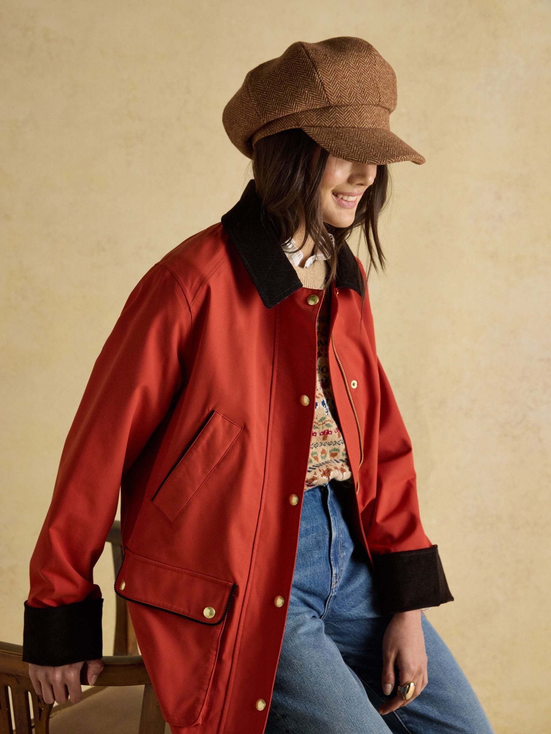 Lichtbruin - Joules Elvaston tweed Baker Boy hoed