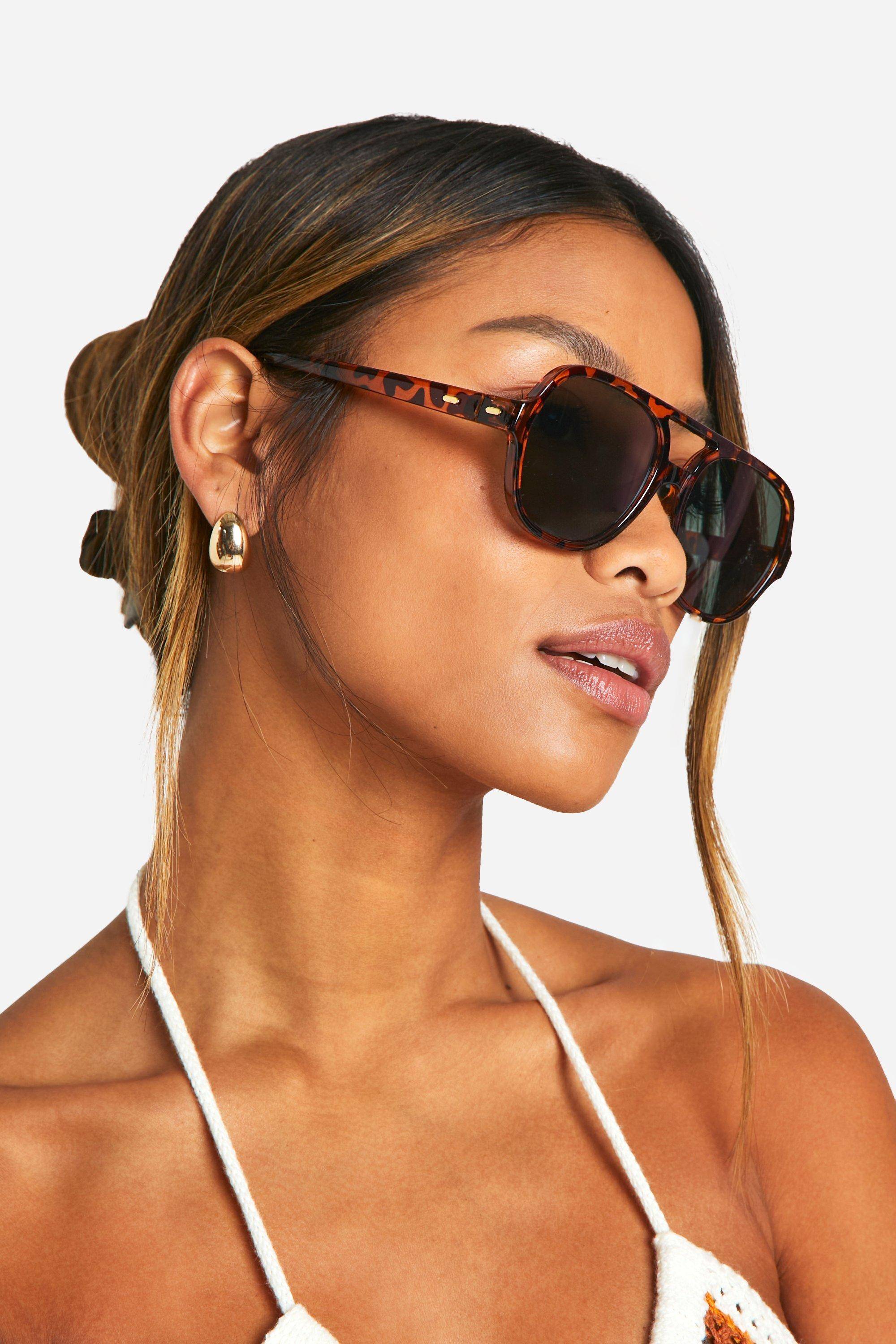 boohoo Lunettes de soleil Aviateur à monture écaille de tortue