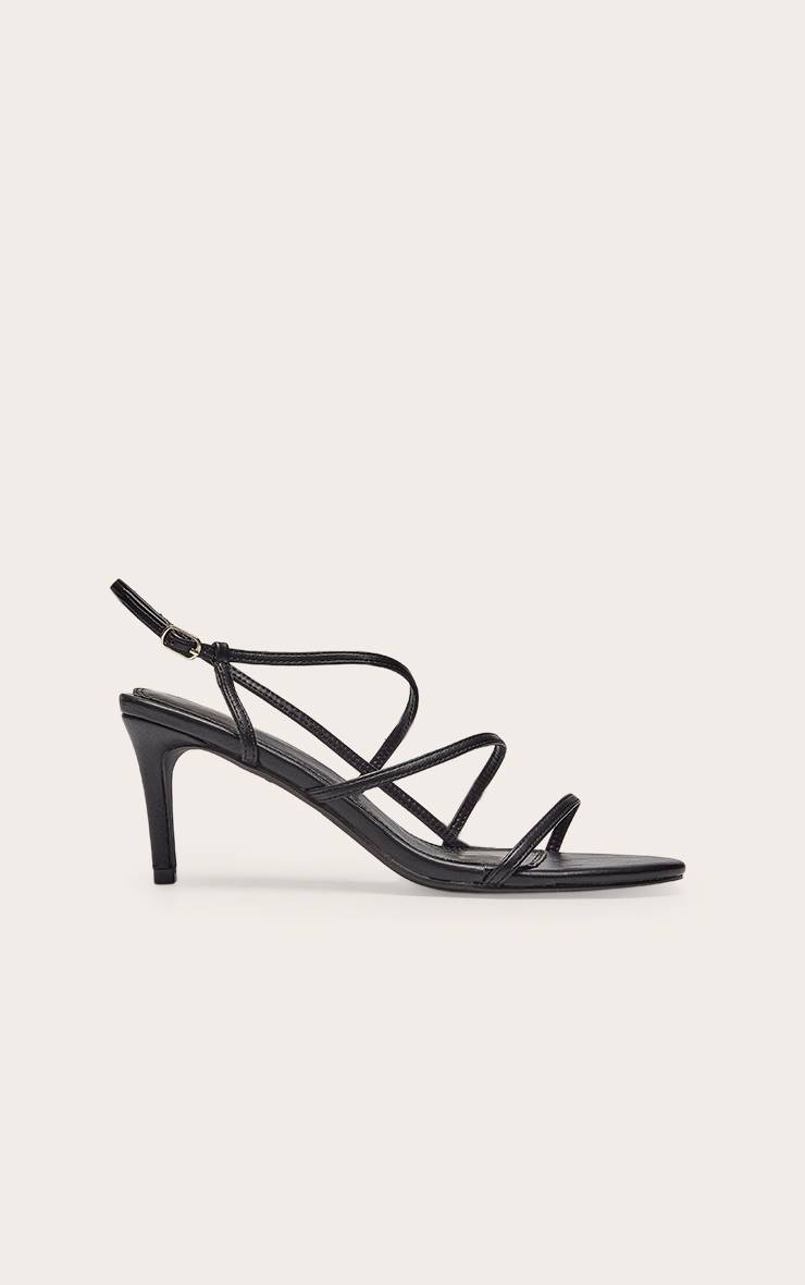 Noir Sandale À Talon Bout Rond À Brides Imprimé Synthétique Marron