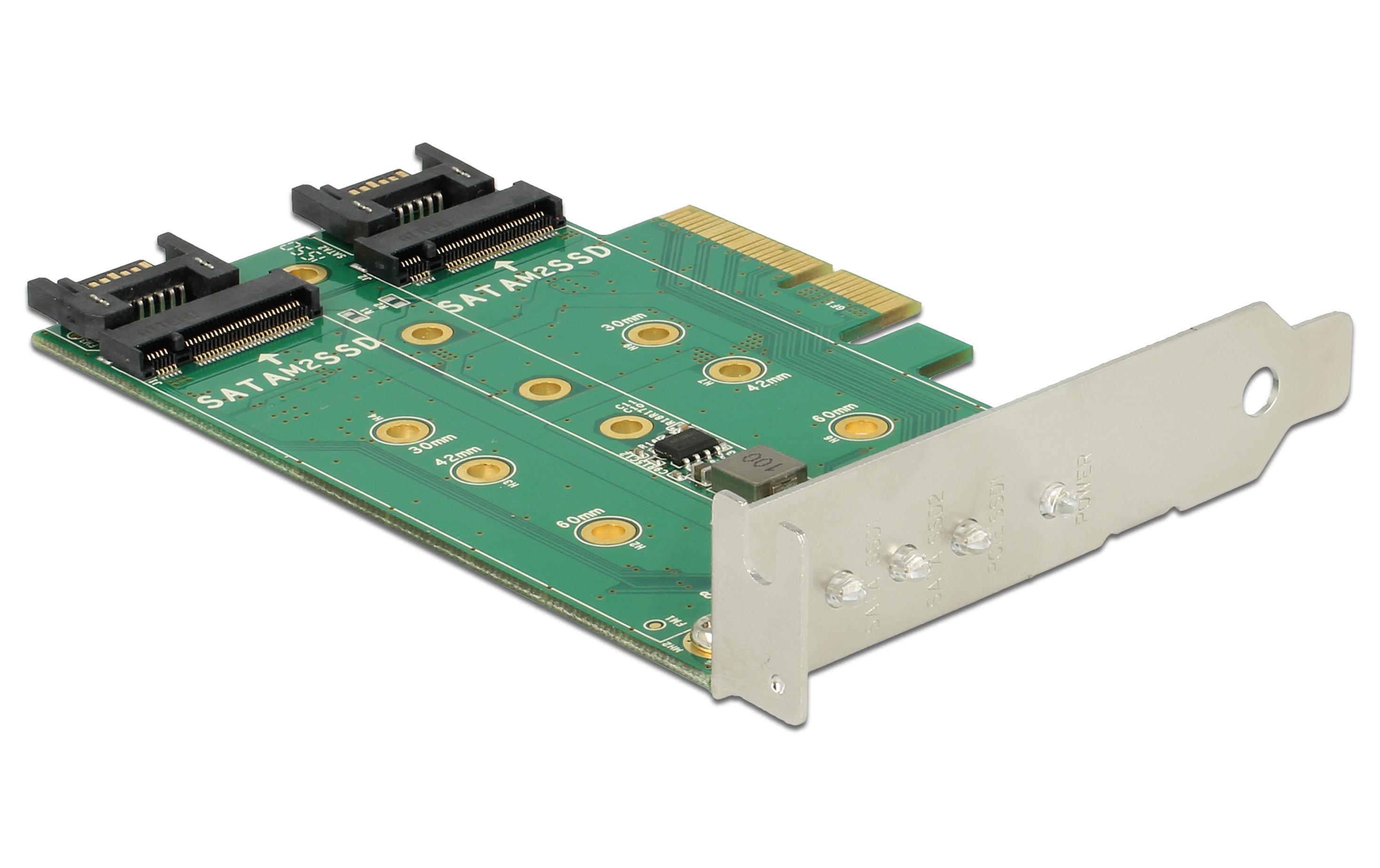 Host Bus Adapter Controller PCIe - M.2, 2xSATA 1xNVMePCI Express-Karte