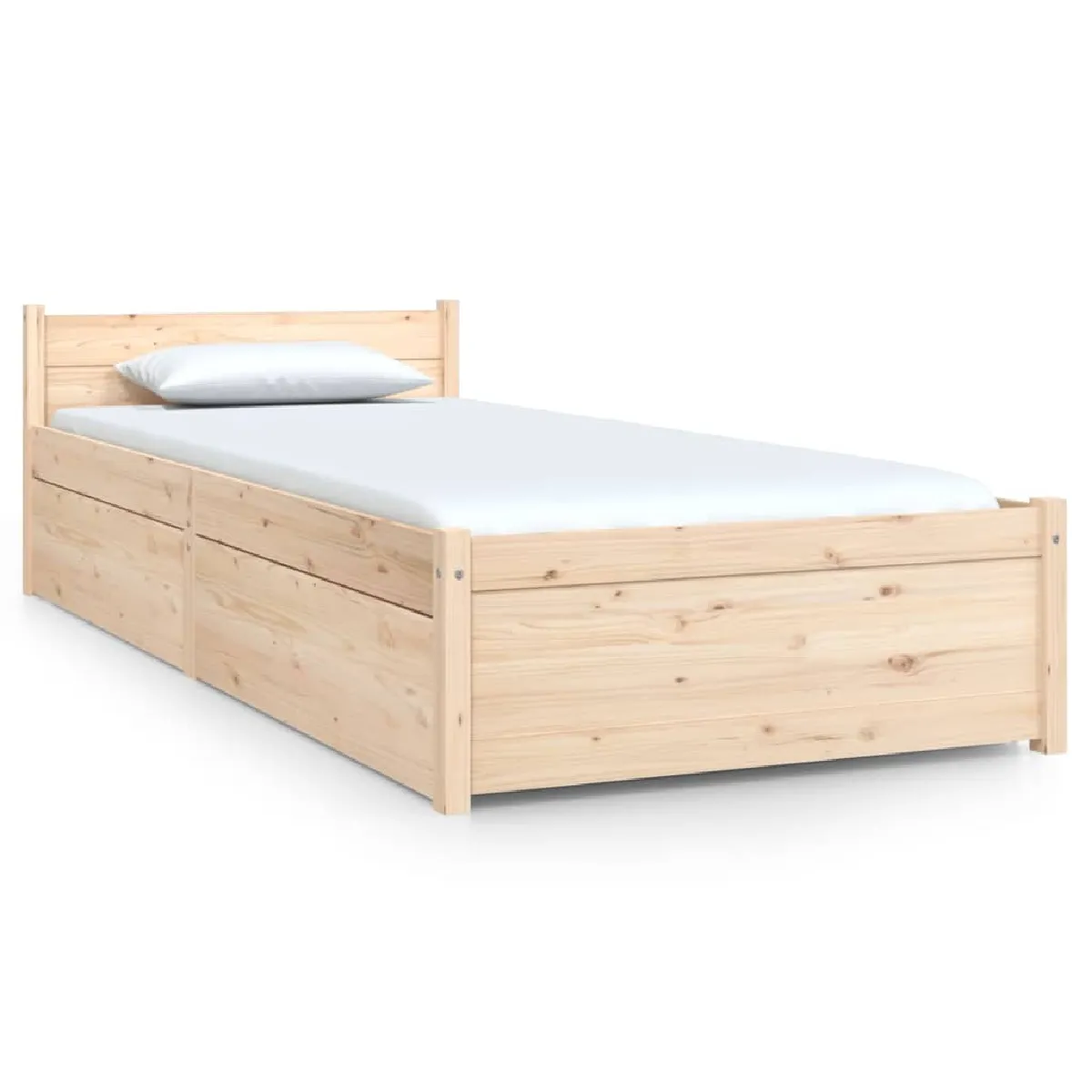 Vidaxl videXl Cadre de lit avec tiroirs bois massif 75x190 cm