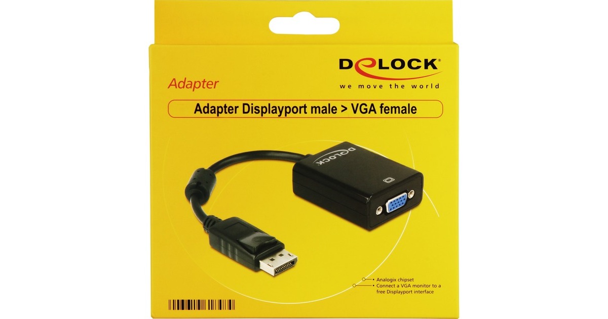 DeLOCKAdapter DisplayPort 1.1 > VGA  (Zwart)