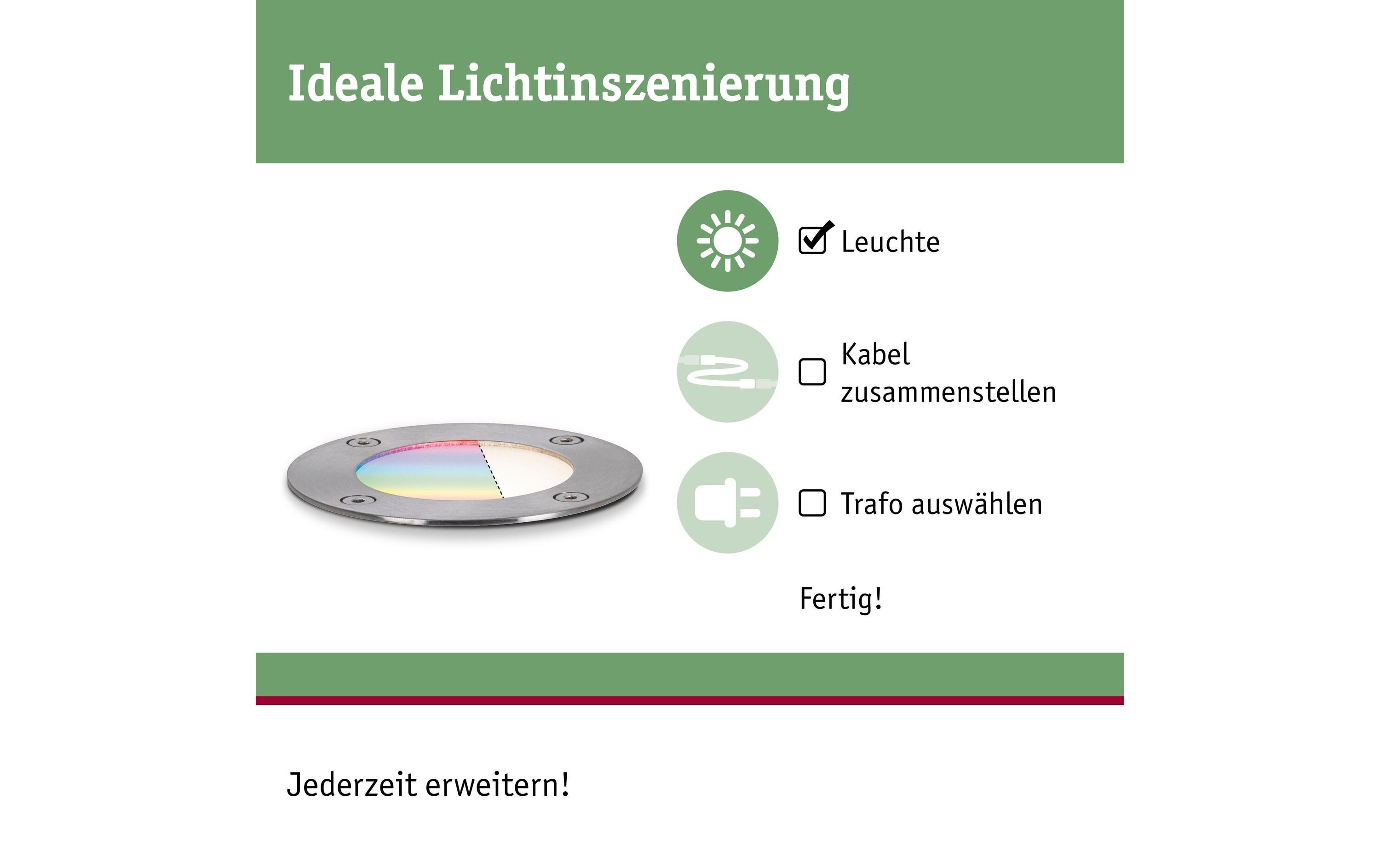 Gartenleuchte Plug & Shine RGBW Boden, ZigBeeSteuerbares Lichtobjekt mit Farbwechsel