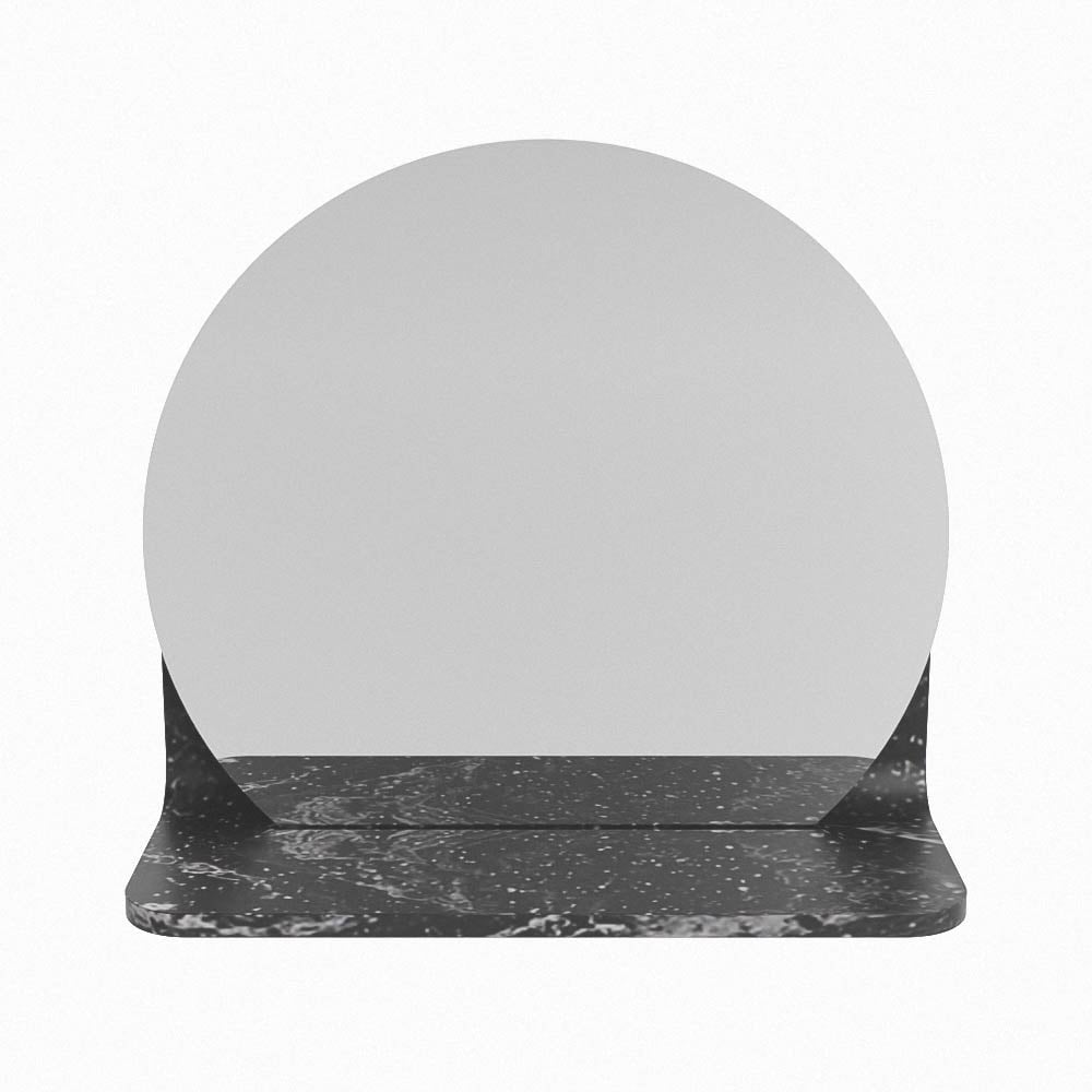 Mondiaz Spot spiegel rond Ø30cm met planchet lava