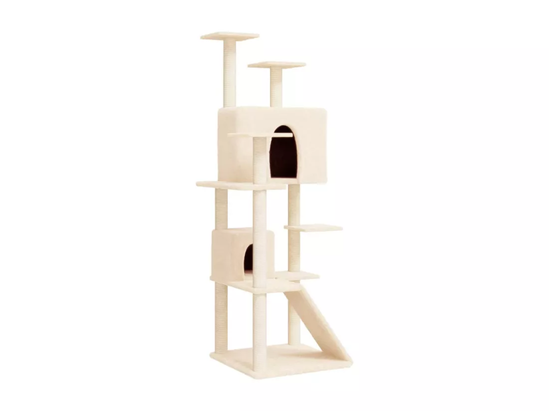 Arbre à chat avec griffoirs en sisal Crème 153 cm