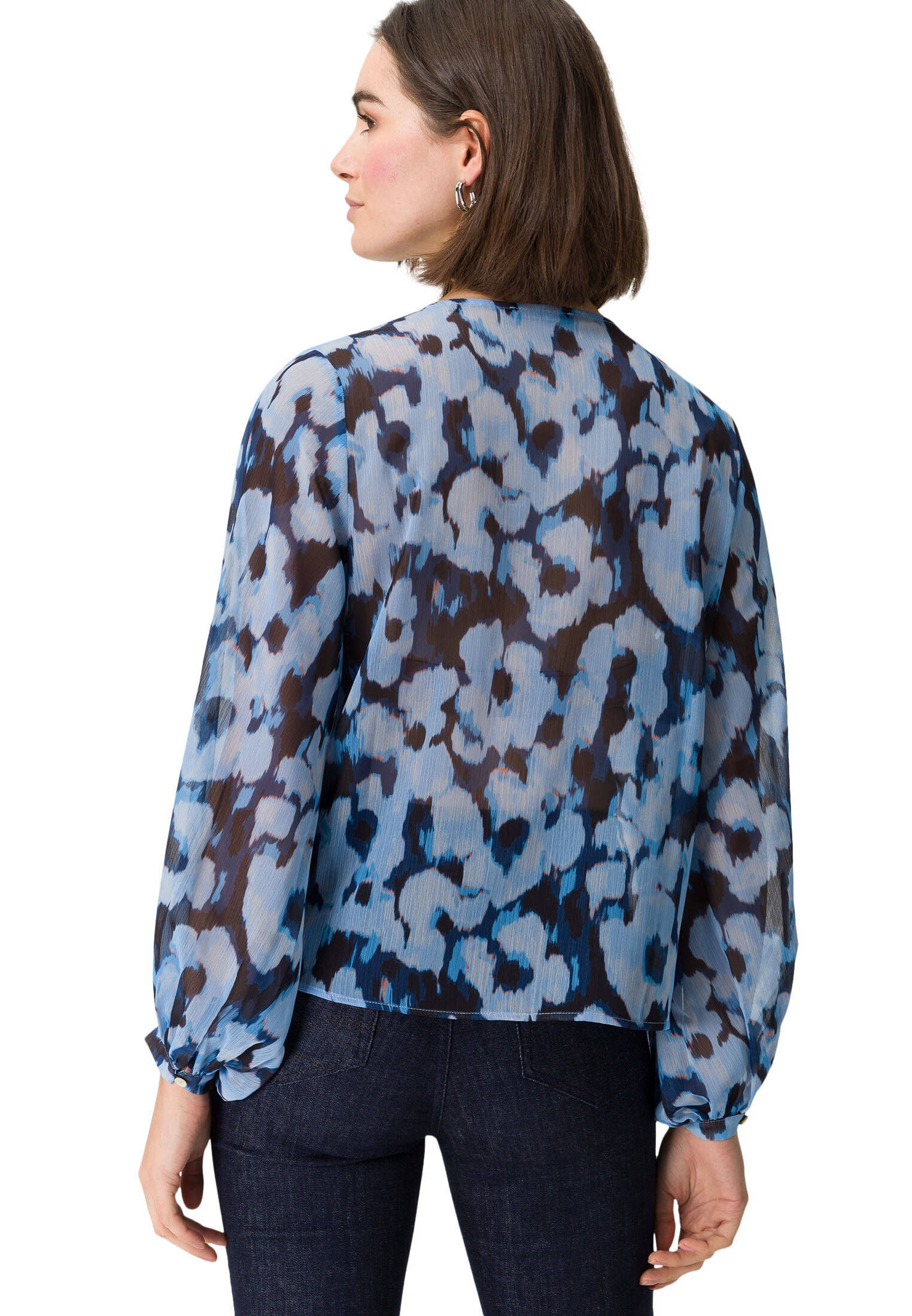 zero| Damen Chiffonbluse mit Print