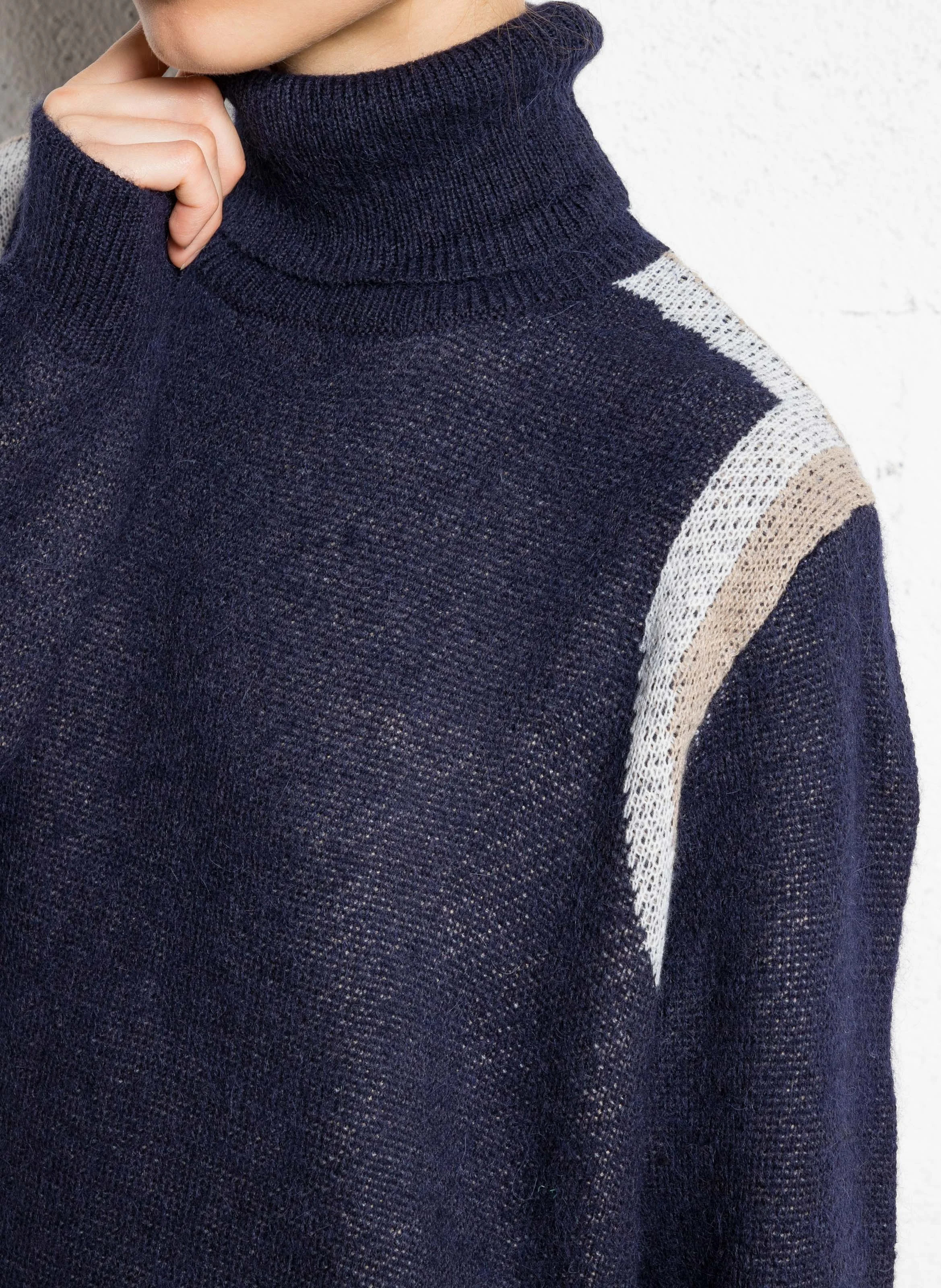 Pull droit en maille | Bleu