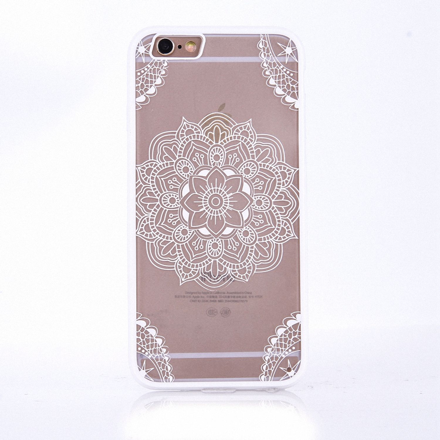 Apple iPhone 6s Plus Handy Hülle Mandala Case Motiv Indianische Spitze Weiß Neu