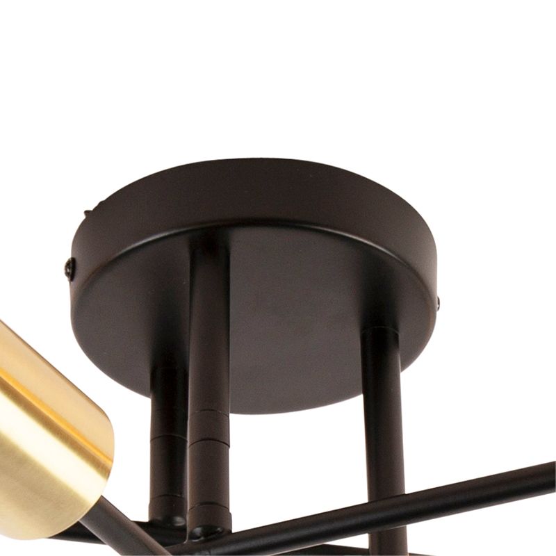 Industriële plafondlamp zwart met goud 6-lichts - Sydney