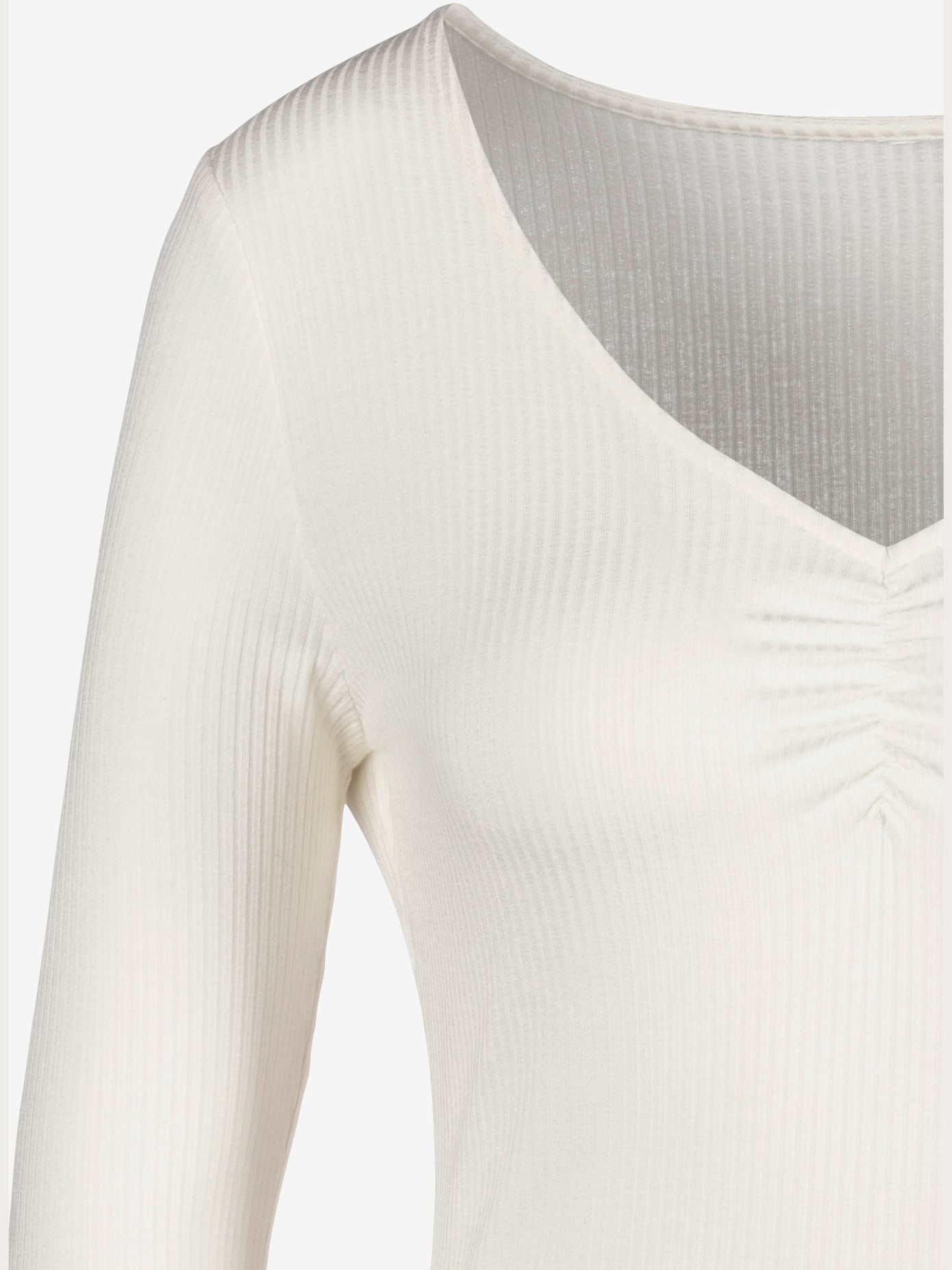 T-shirt manches longues col v avec petites fronces