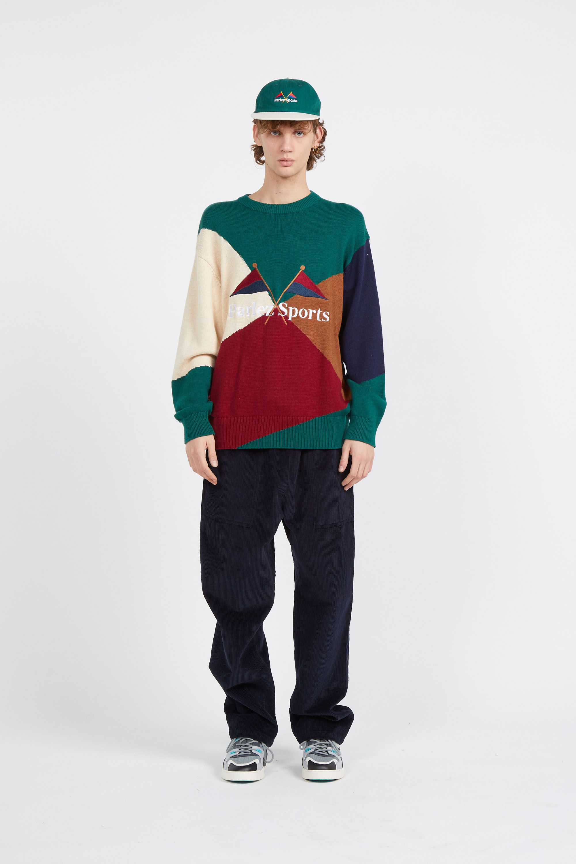 PARLEZ pull Yard Knit Crew Navy Multi Multicolore