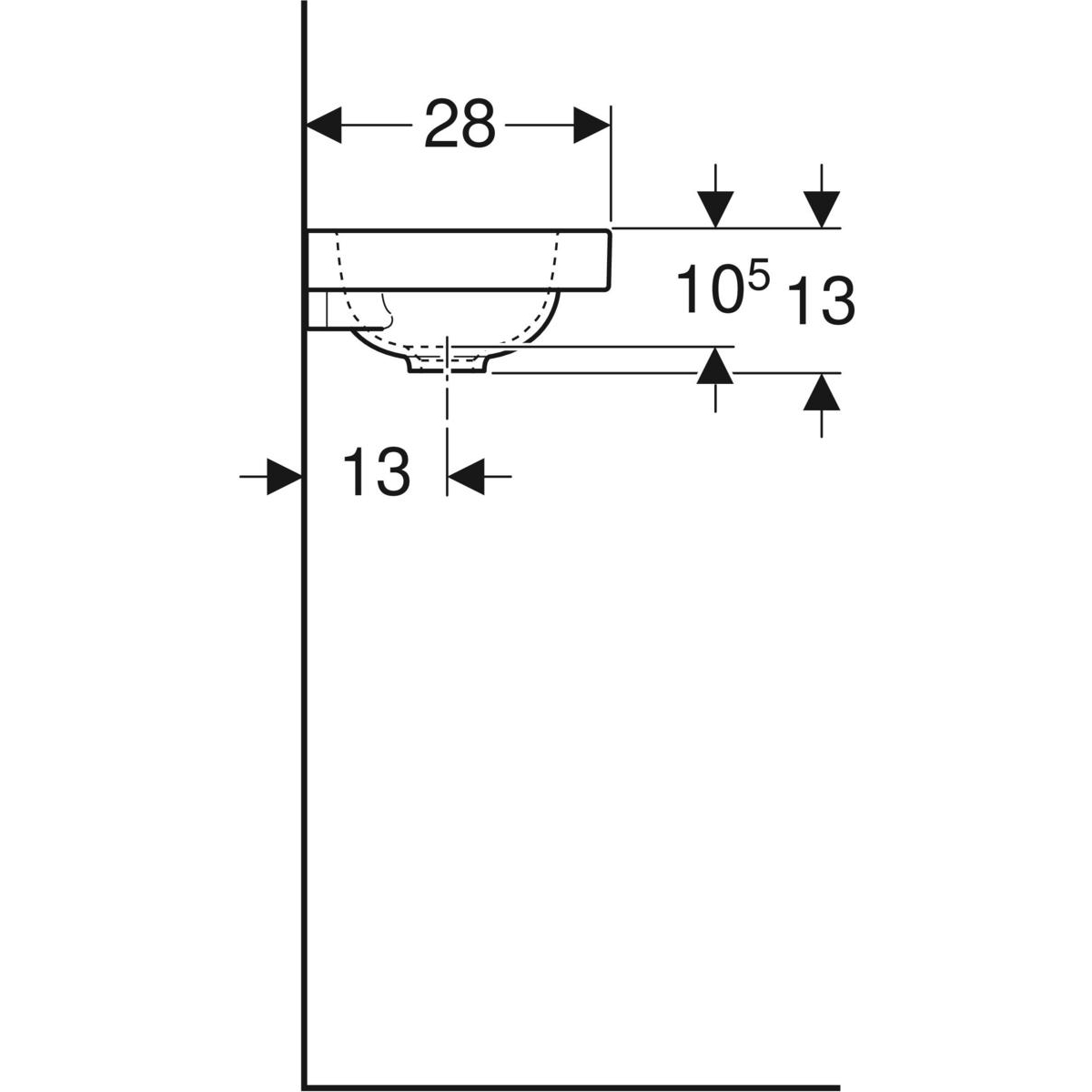 Geberit iCon Light fontein met kraangat links 38cm wit