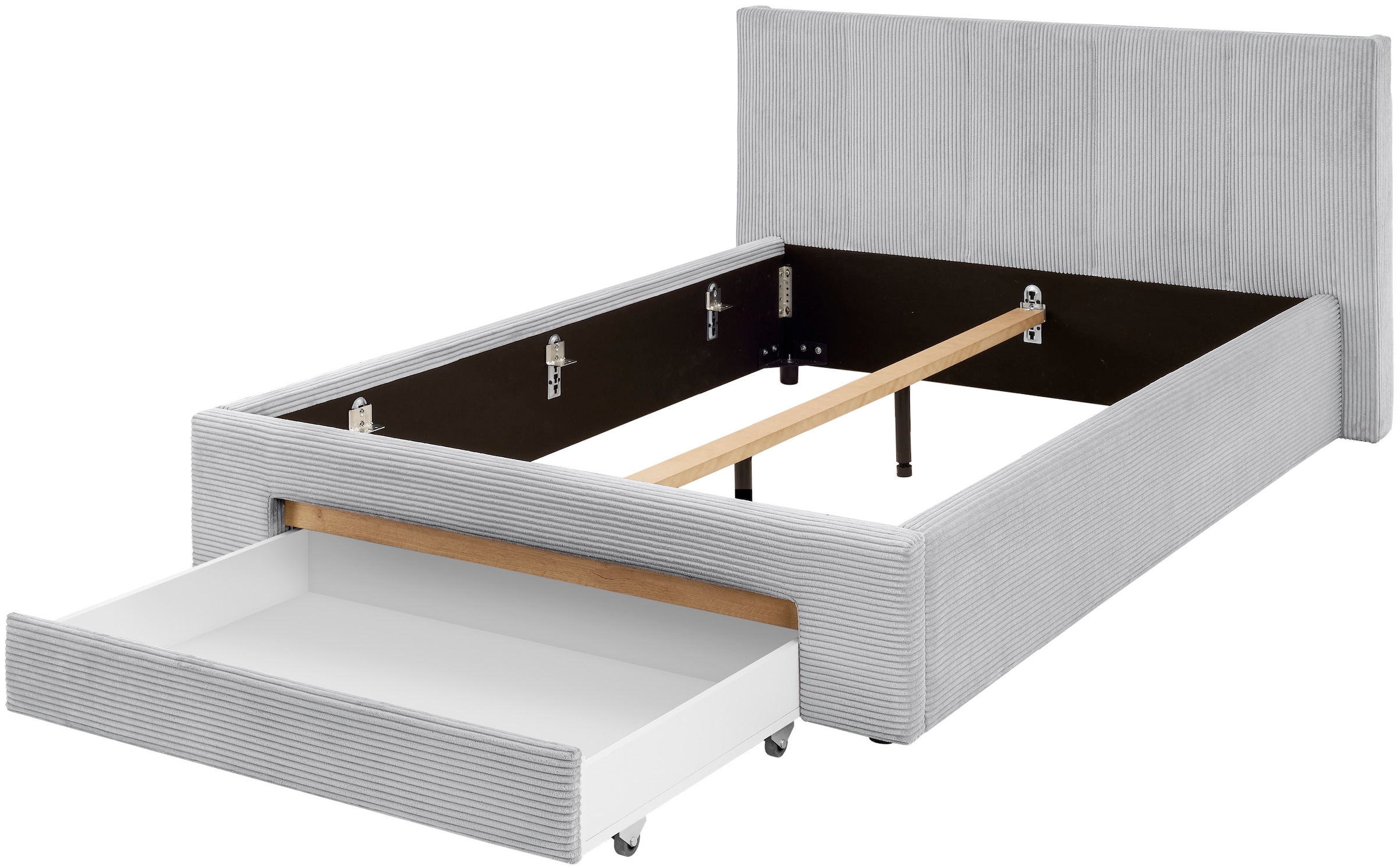 INOSIGN Polsterbett »CiTY/GiRON, Bettgestell mit Bettkasten, gepolstertes Stauraumbett« mit Hundebett oder Stauraumschublade, Bezug Cord-oder Leinenoptik