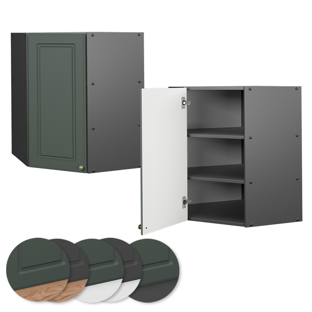 Vicco Eckhängeschrank Küchenschrank Küchenmöbel Fame-Line Anthrazit Grün-Gold Landhaus 57 cm Küche Einbauküche Eckküche Hängeschrank Drehtür Einlegeboden Küchenzeile