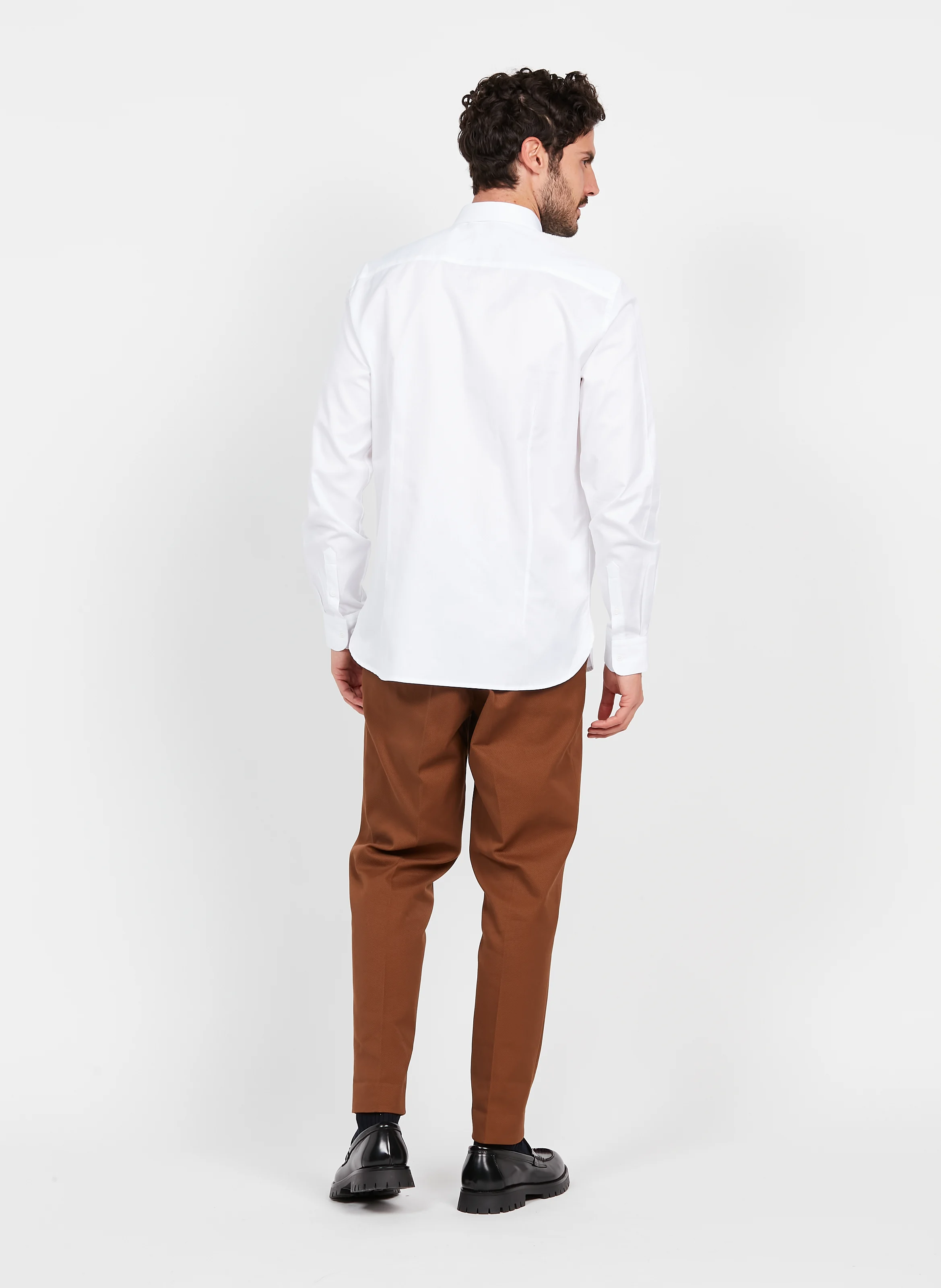 Chemise col classique slim-fit en coton| Blanc