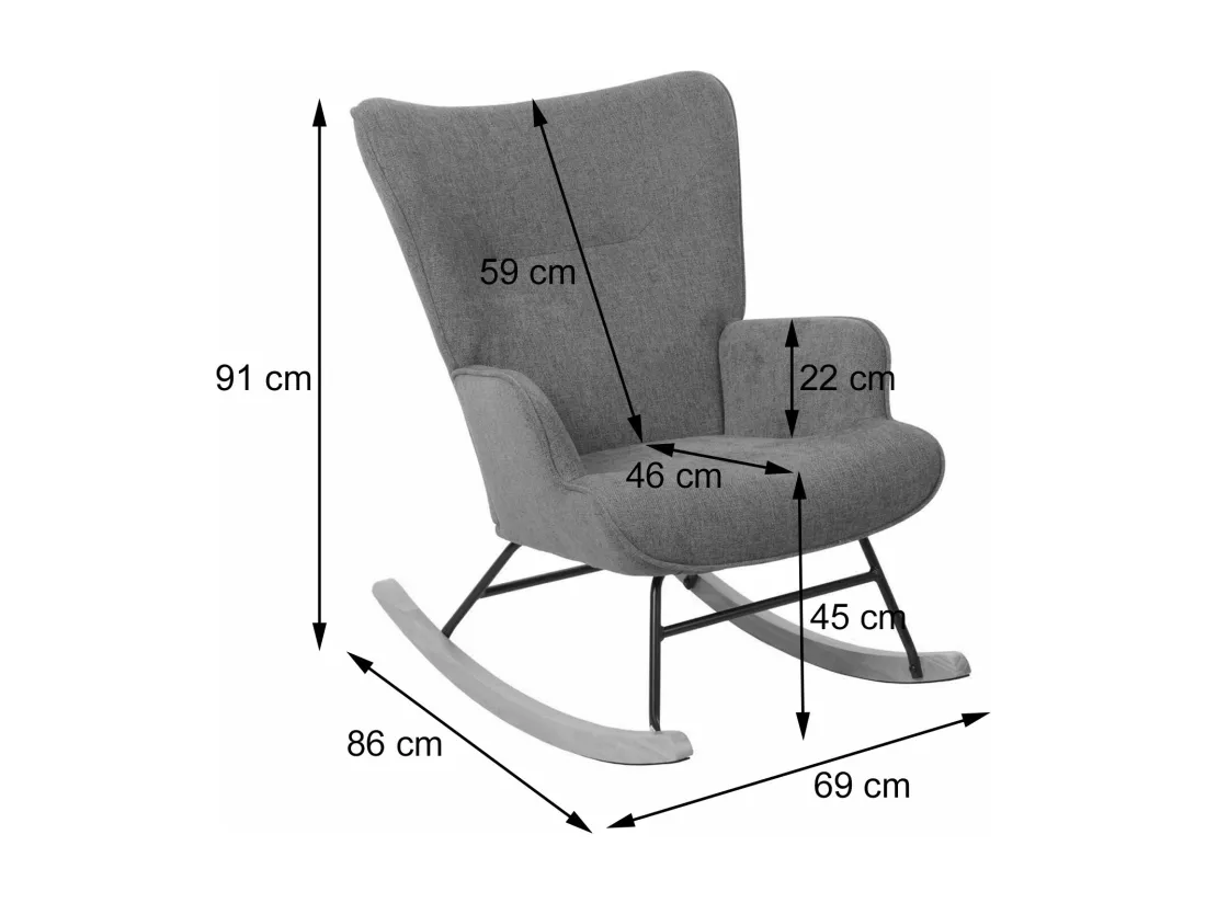 Chaise à bascule MCW-N14, gris clair