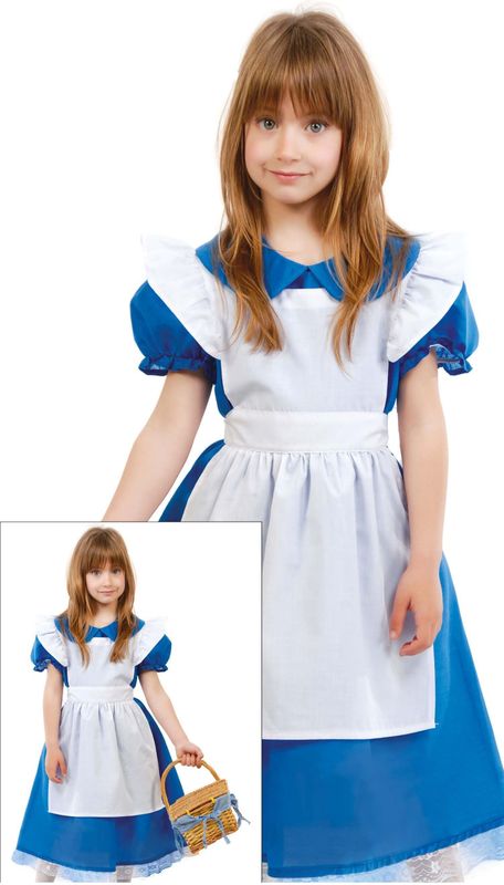 Fiestas Guirca - Victoriaans Meidenkostuum - Jurk Schort - Polyester - 7-9 Jaar