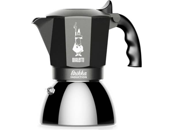 Bialetti Brikka Induction, Mokkagryte, Sort, Rustfritt stål, Aluminium, Stål, Silikon, 1 stykker