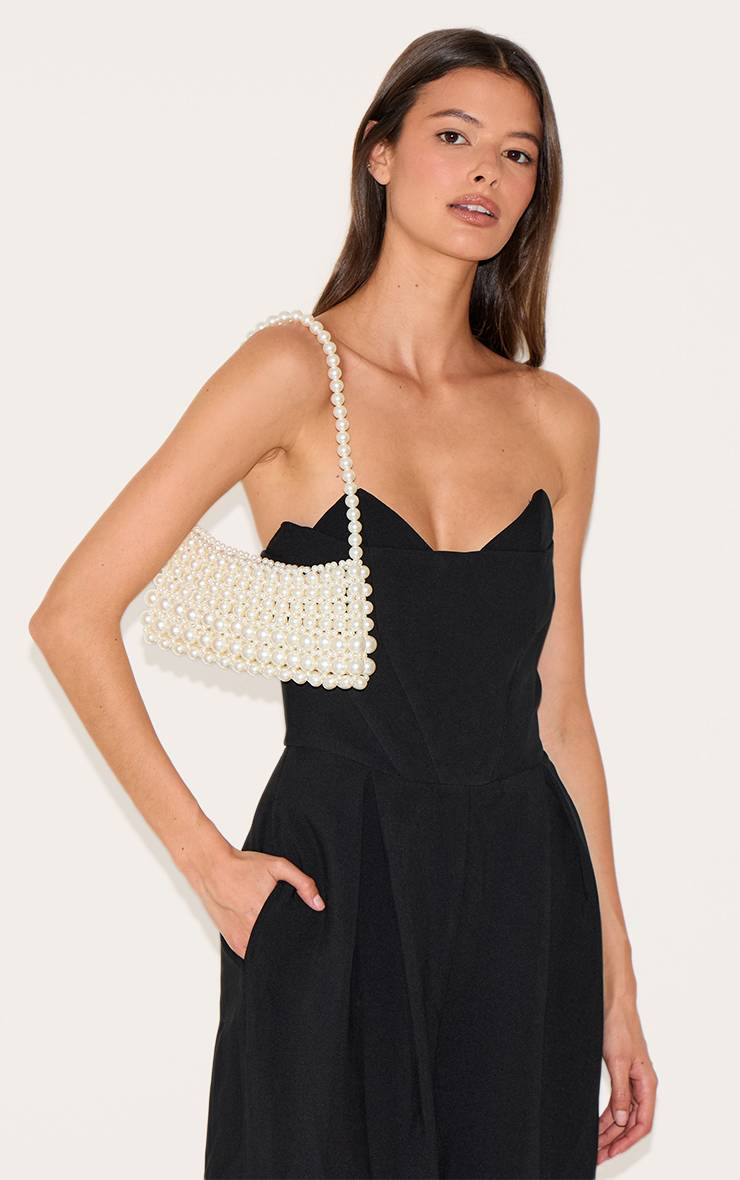 Blanc Sac À Bandoulière En Perles