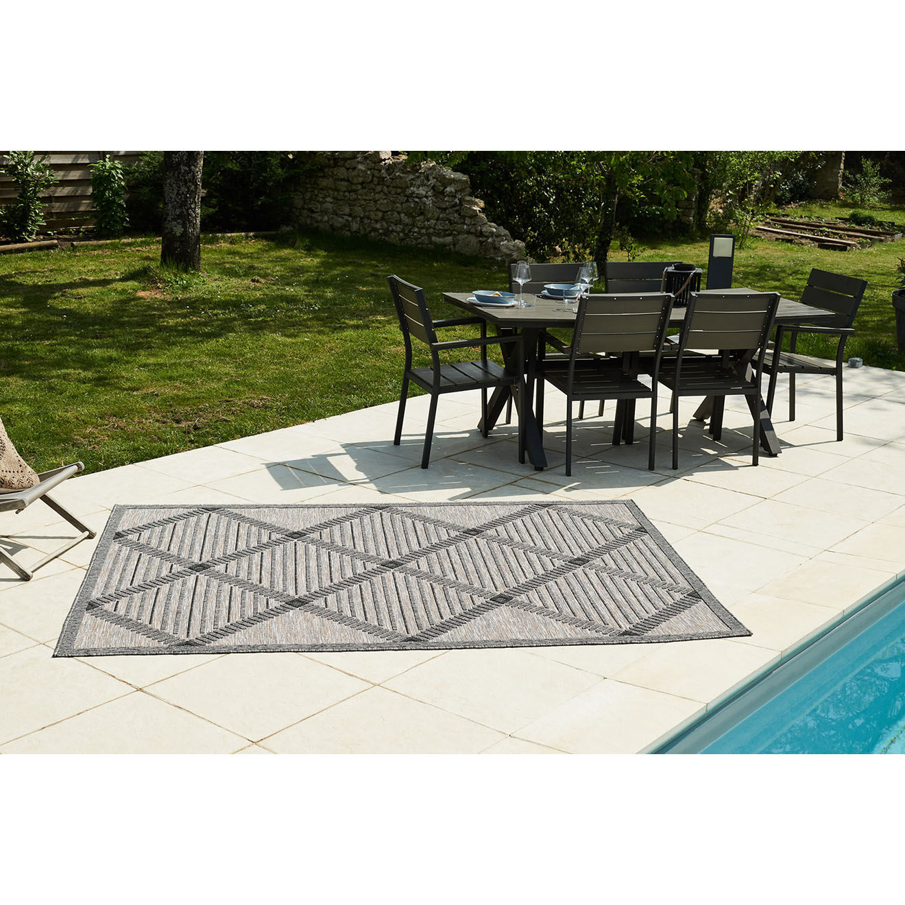 Nazar Rugs Tapis d'extérieur Acapulco 1672 gris  - 120x160 cm