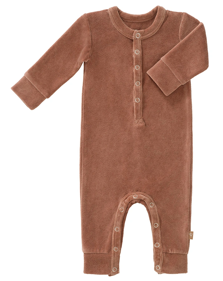 Schlafstrampler VELOURS TAWNY BROWN ohne Fuß in braun