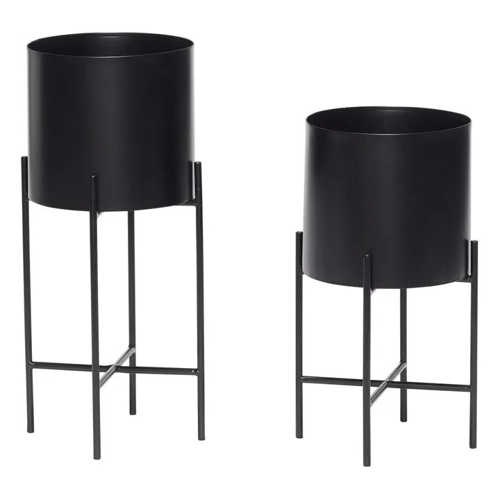 Hübsch Cache-pots sur pied en métal - Set de 2