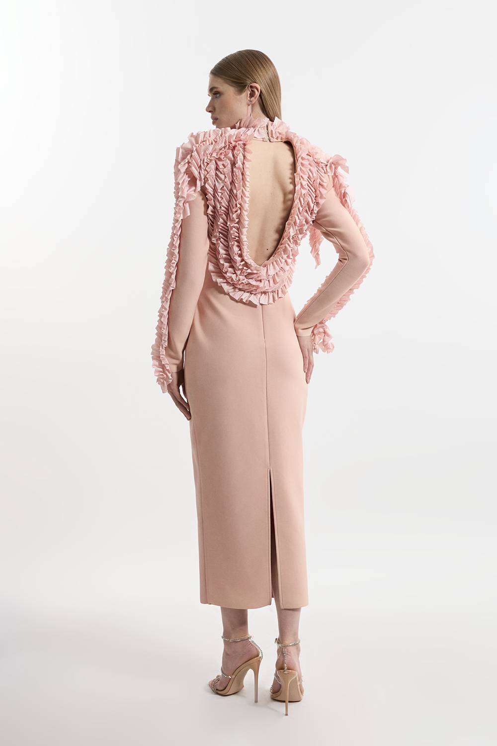 KarenMillen Robe midi Figure Form en tricot bandé avec détail rosette