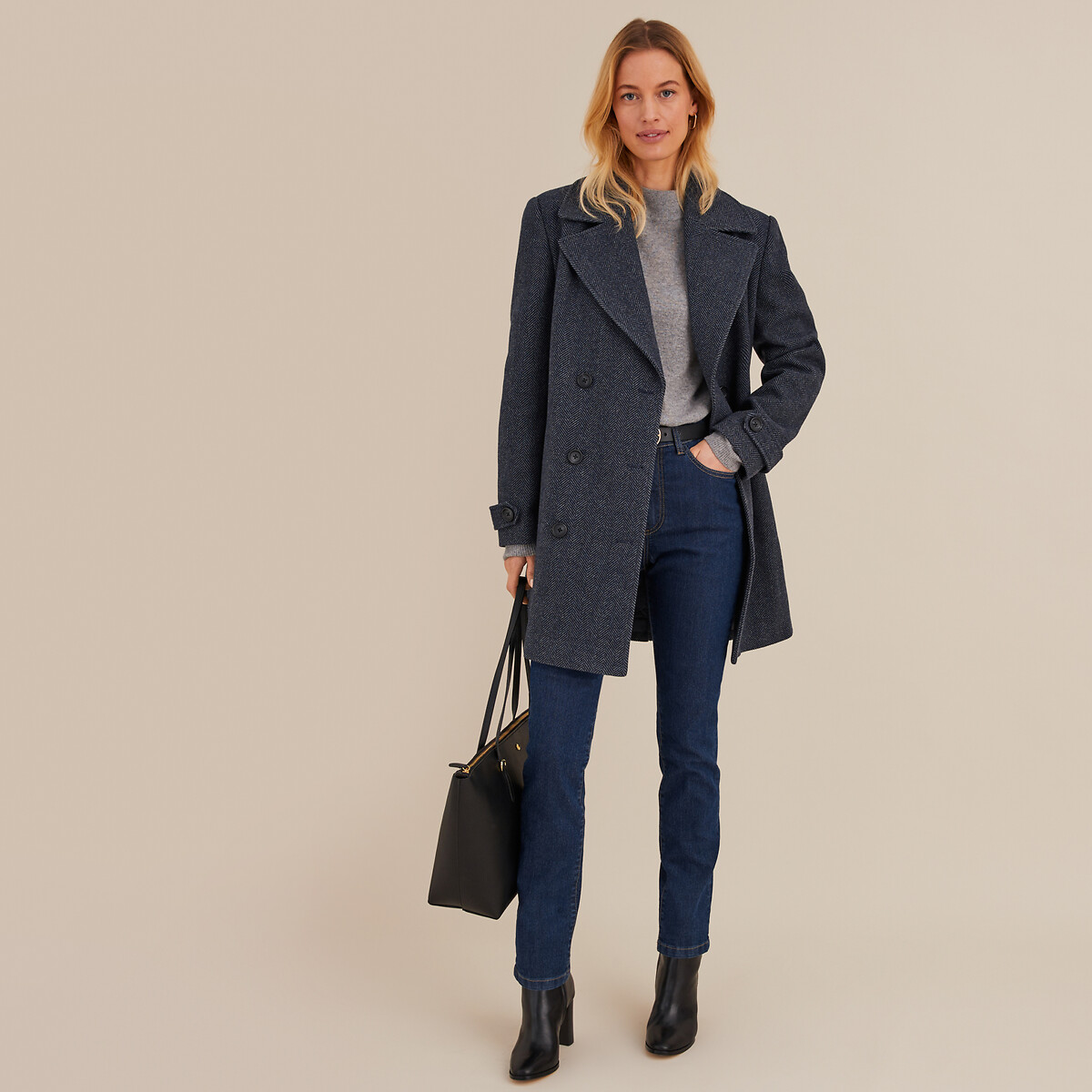 ANNE WEYBURN<br>Suéter de cashmere com gola alta em malha fina