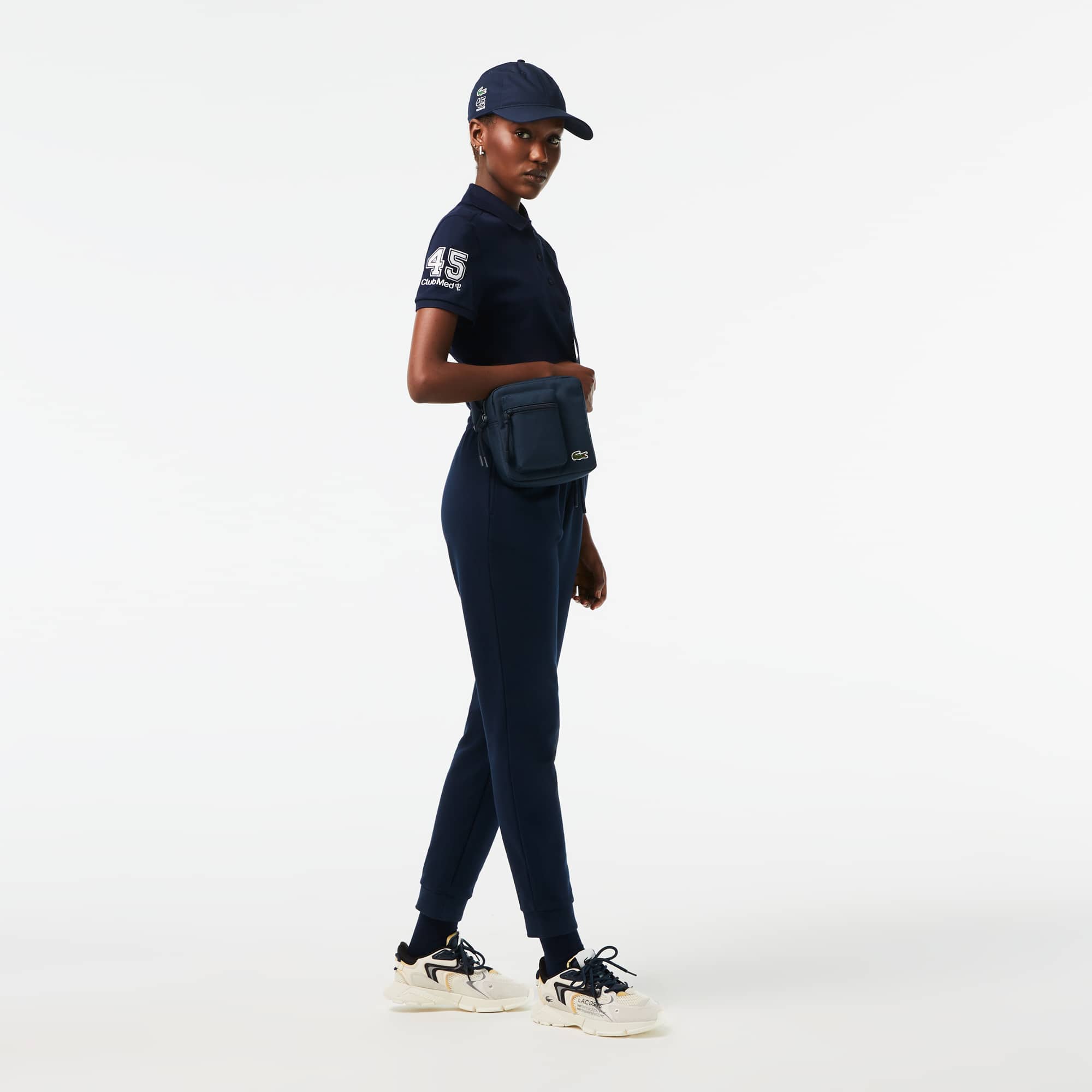 Polo Lacoste x Club Med en coton uni Manches Courtes - Bleu - Lacoste - Femme