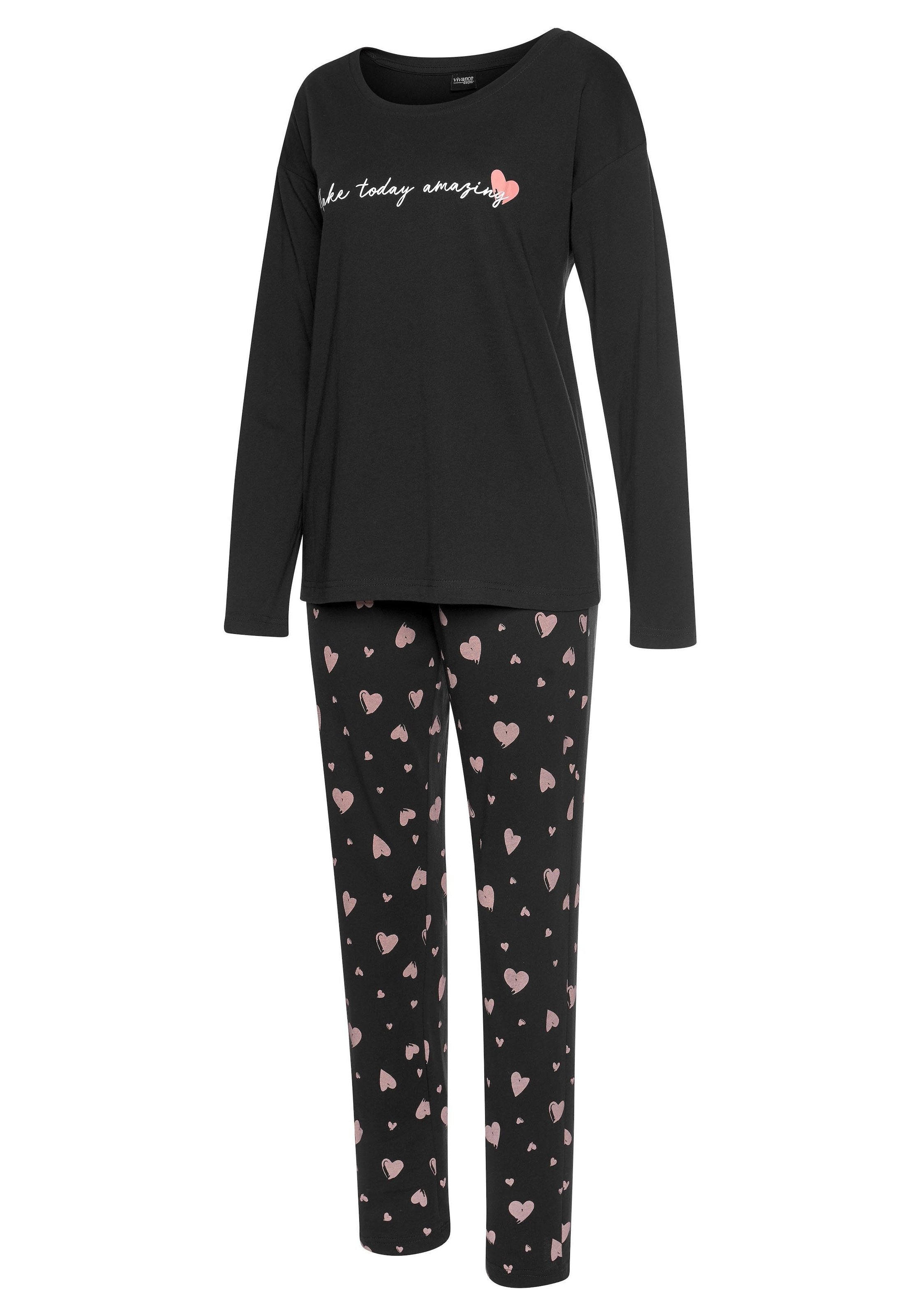 Vivance Dreams Pyjama, 2 Stk. mit Herzmuster