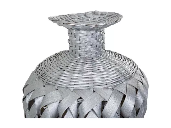 Vase en bambou laqué argenté 15x26x36h