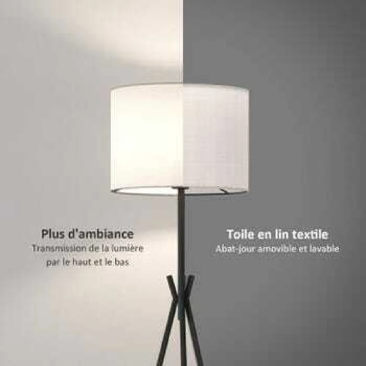 EMKE Lampadaire Tripode Noir