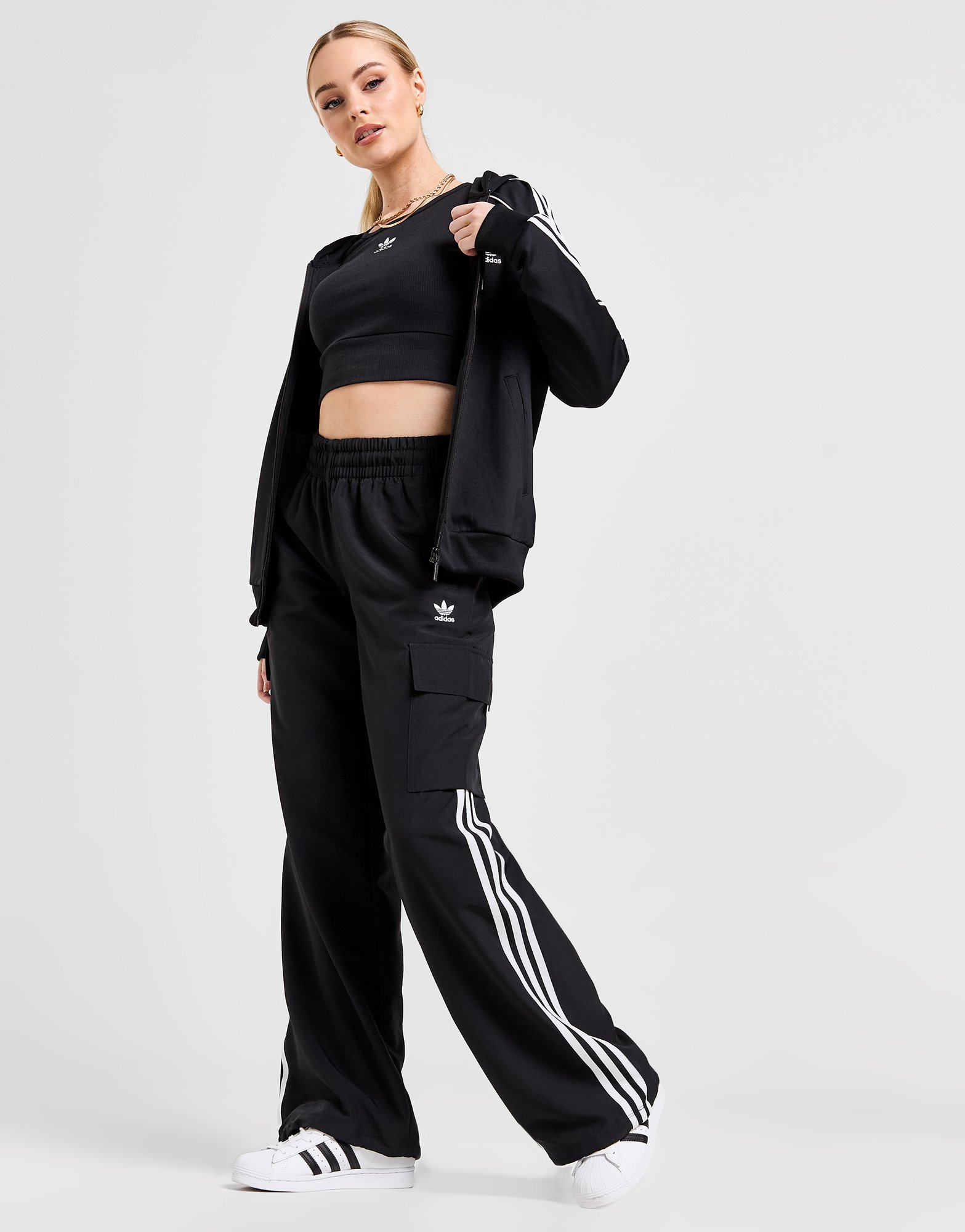 adidas Originals Pantalon Cargo Wide Leg 3 bandes Femme