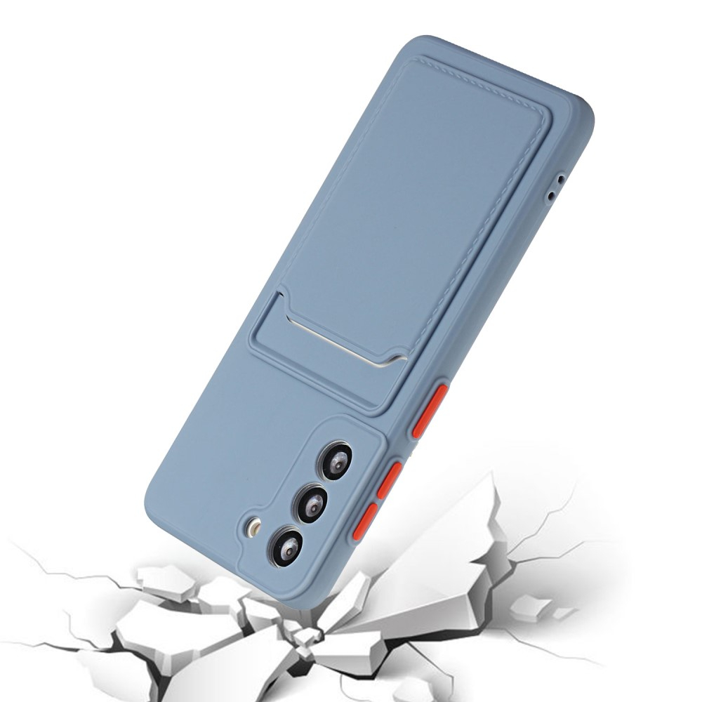 Samsung Galaxy S21 FE 5G Gummi Case Hülle mit Kartenfach - Blau / Orange