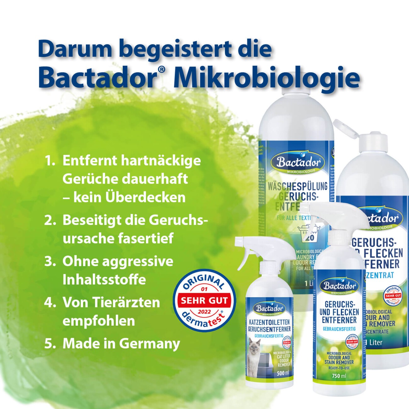 Bactador Geruchs- und Fleckenentferner Konzentrat 1 L